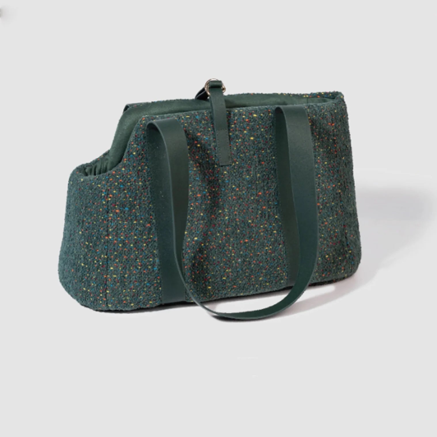 Luxe Boucle Textured Pet Dog Carrier - Bottle Green