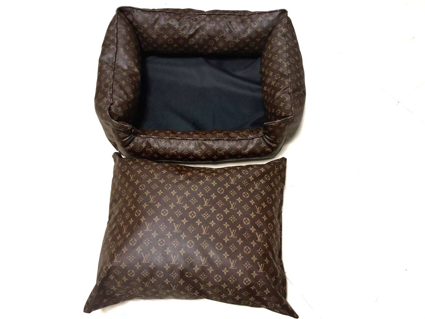 Luxury Faux Leather Dog Bed - Brown