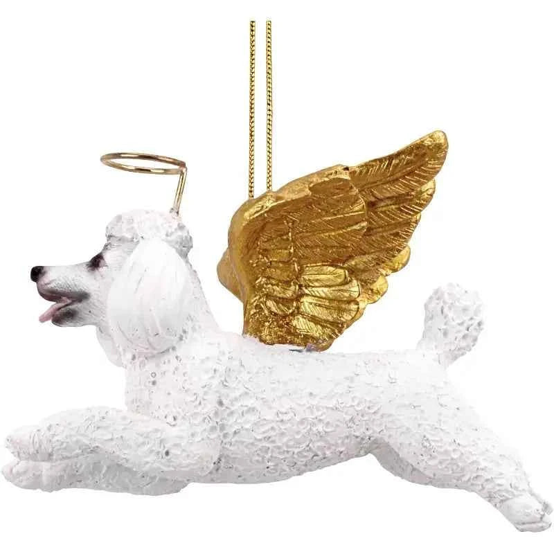 Vintage White Poodle Angel Dog Ornament