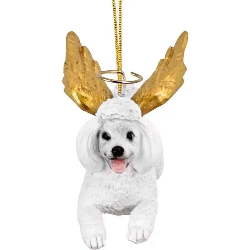 Vintage White Poodle Angel Dog Ornament