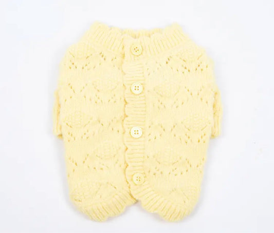 Knit Dog Cardigan - Buttercup Yellow