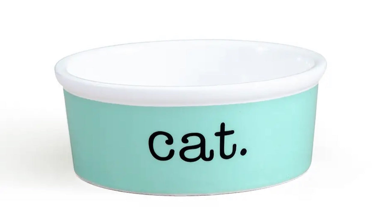 Ceramic Cat Bowl - Mint