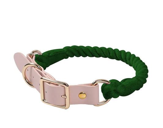 Rope Dog Collar - Dark Green