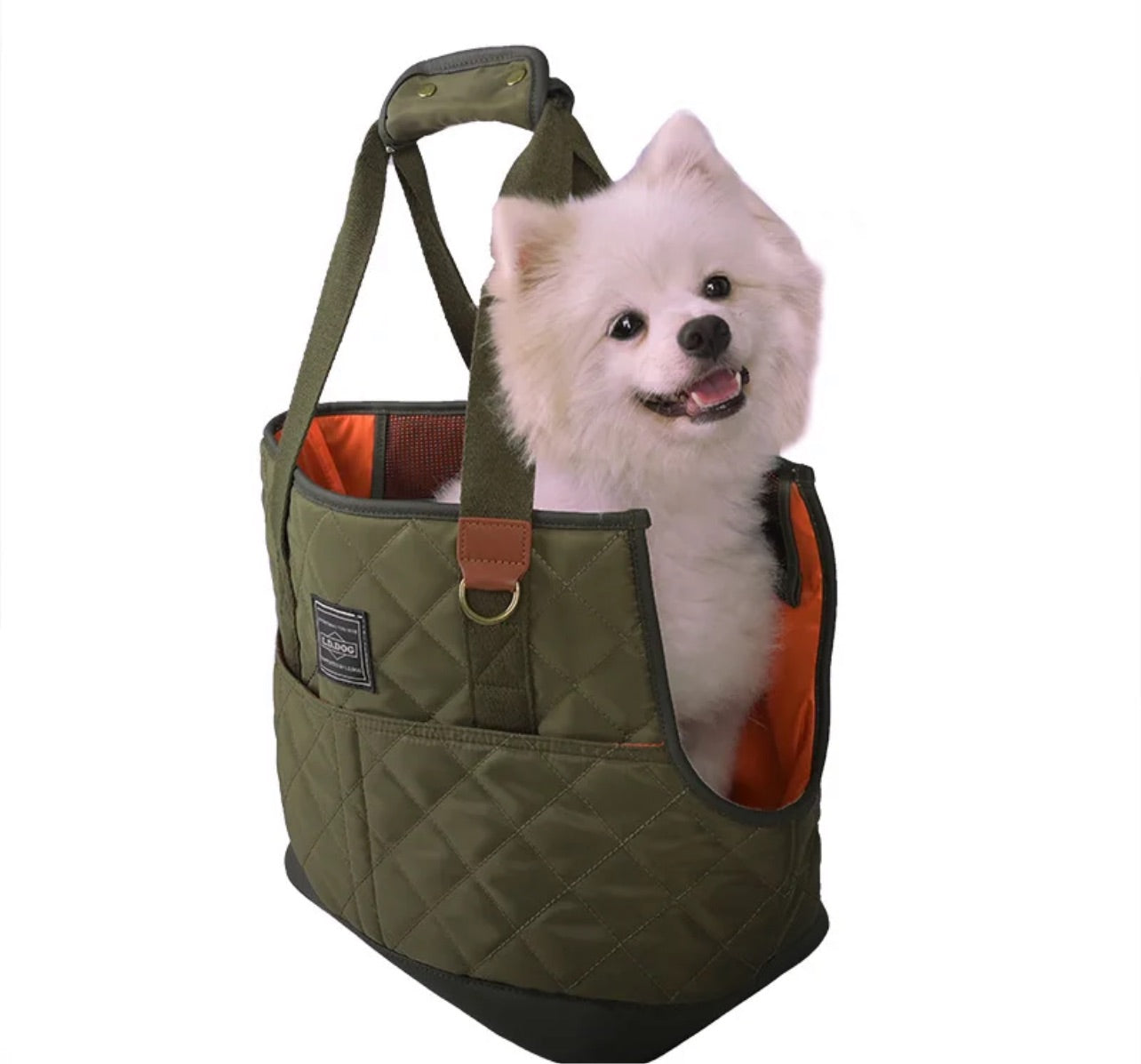 Quilted Pet Carrier Handbag - Khaki
