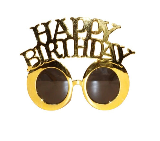 Happy Birthday Dog Glasses - Gold