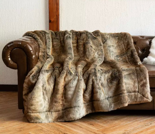 Luxury Faux Fur Blanket - Brown