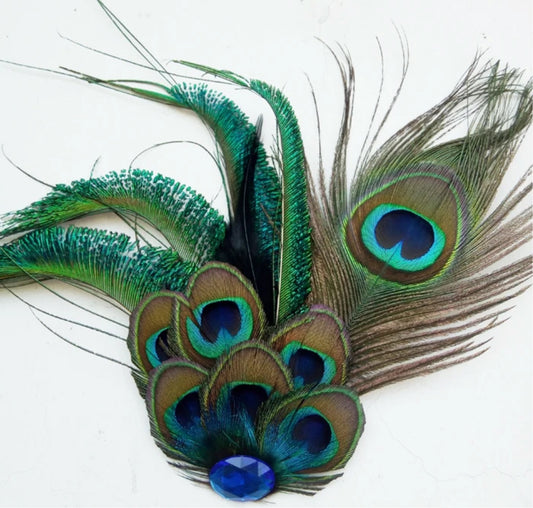 Large Peacock Feather Brooch