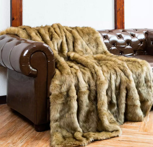 Luxury Faux Fur Blanket - Ochre