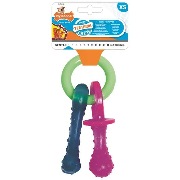 Nylabone Puppy Teething Chew Pacifier Bacon Xsmall