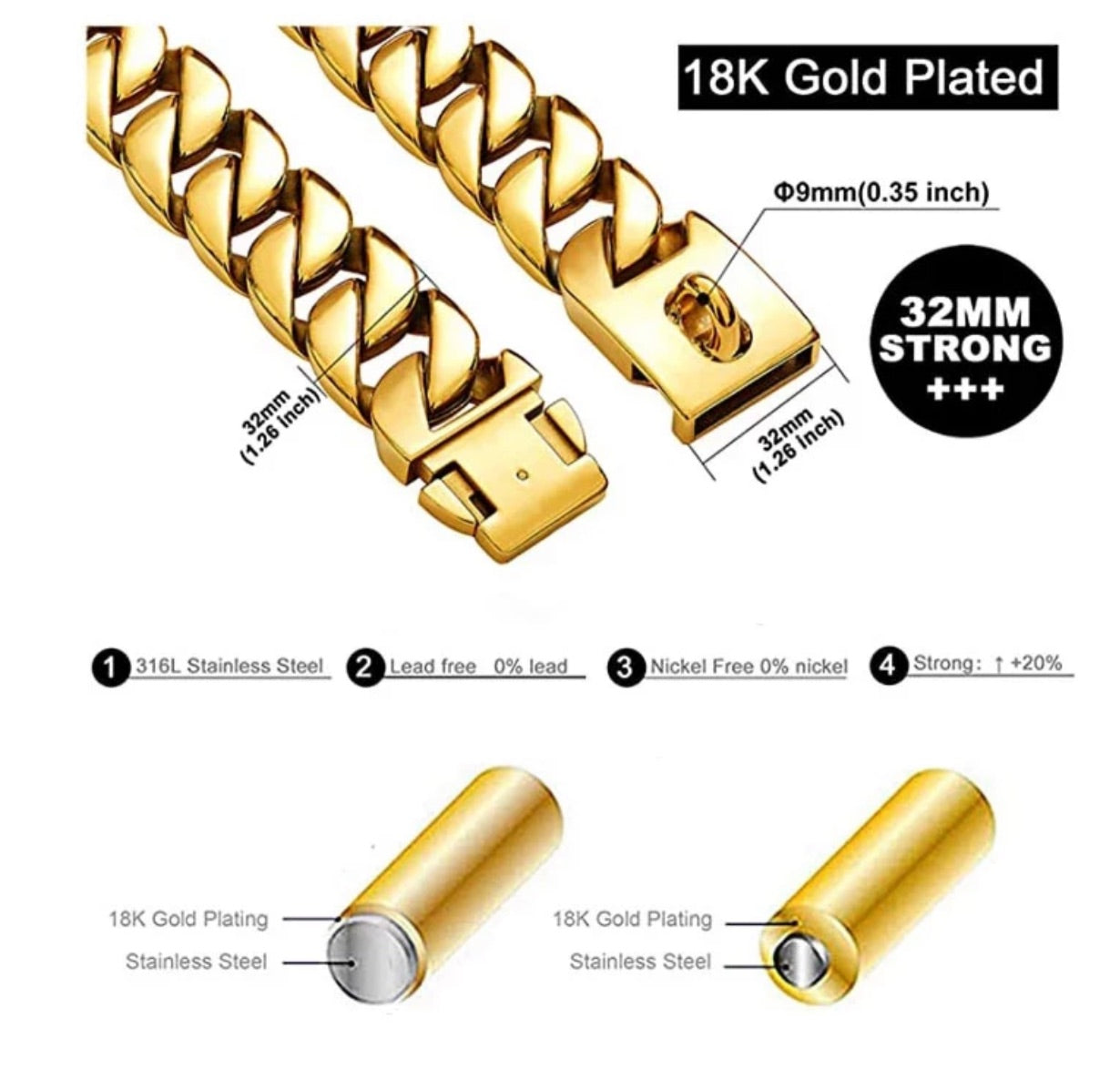 Gold 18K Plated Necklace Chain