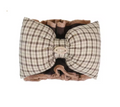 Long Ear Dog Hair Feeding Bow - Brown Checkered