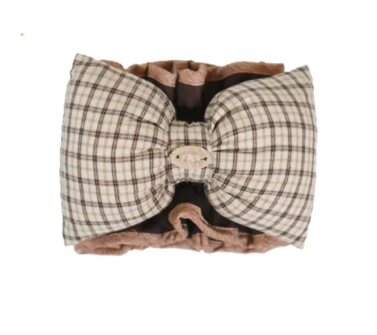 Long Ear Dog Hair Feeding Bow - Brown Checkered