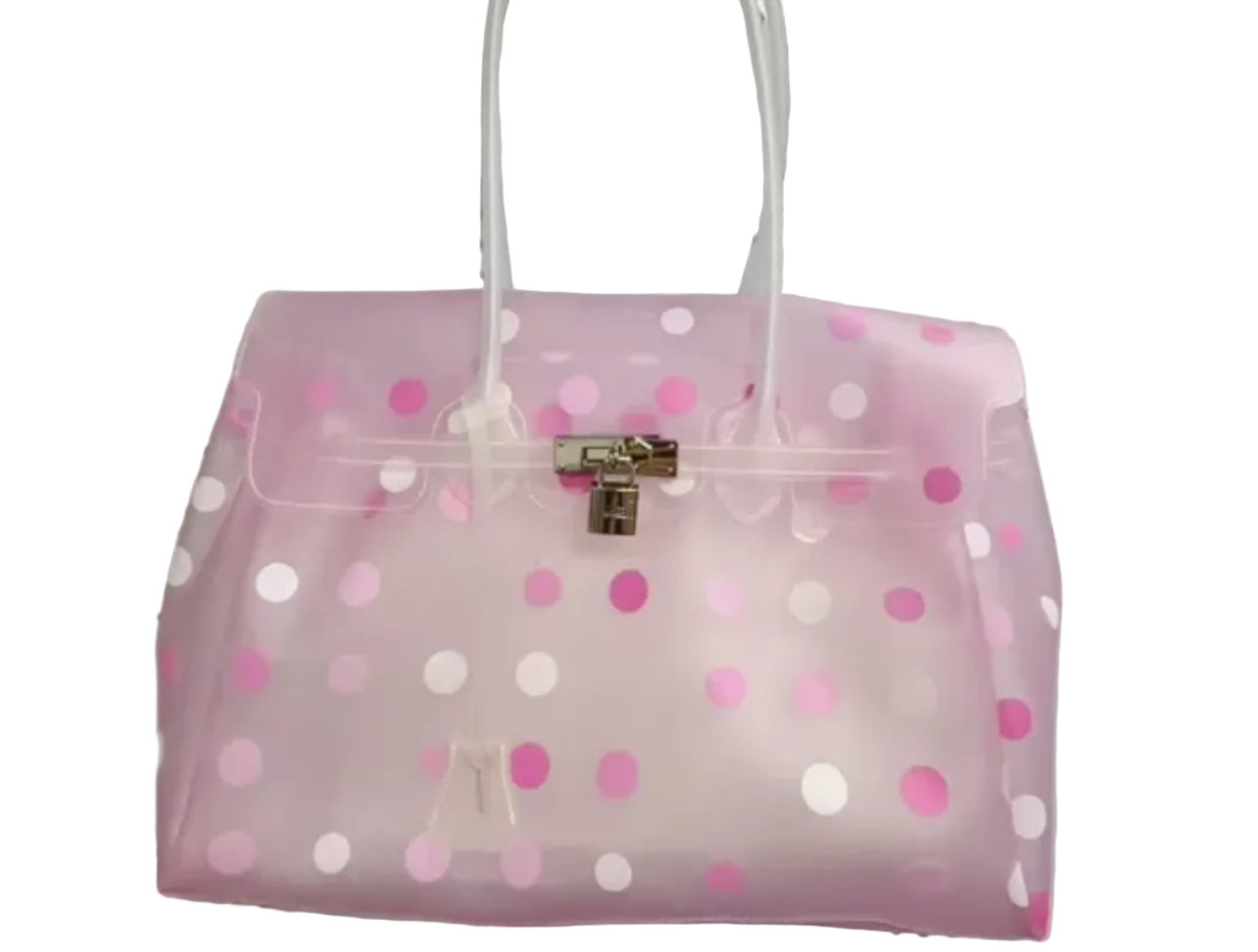 The Jelly Firkin Tote Bag  - Polka Dot Transparent Pink