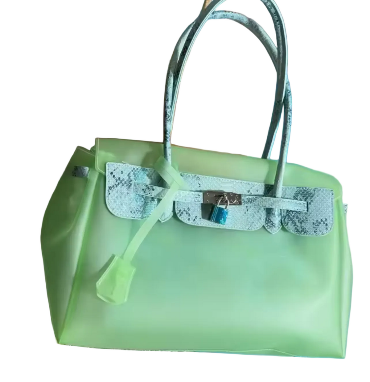 The Jelly Firkin Tote TPU Bag - Snake Skin Green/Blue
