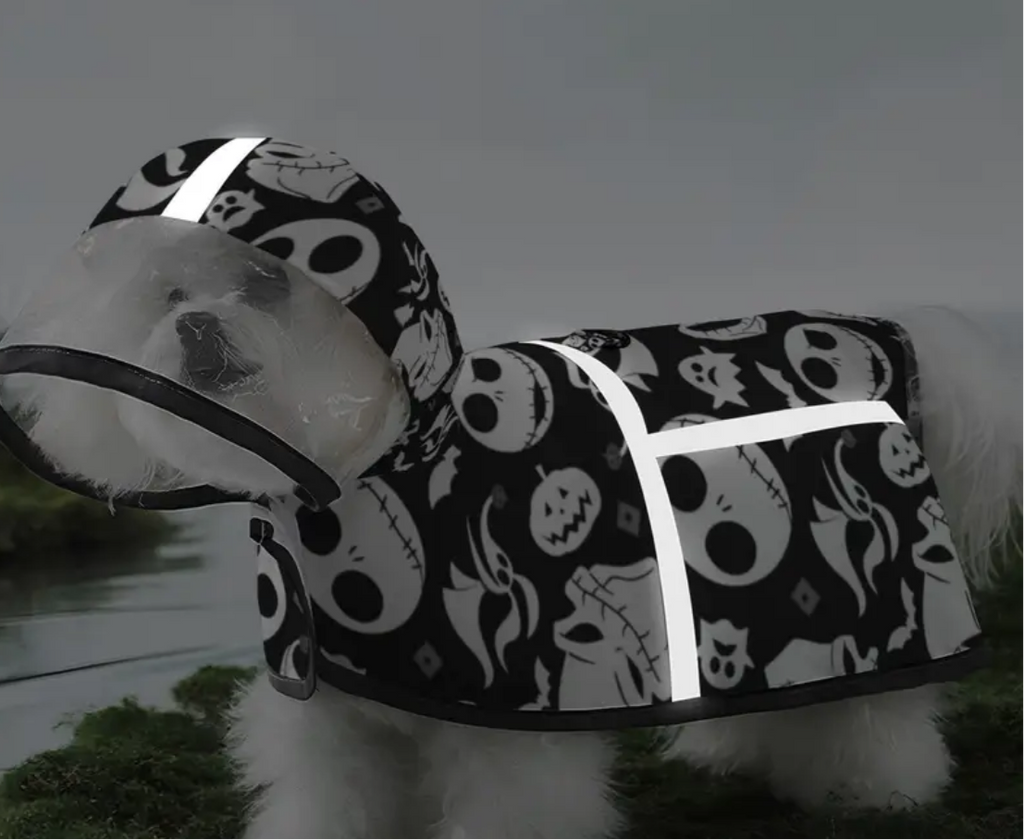 Halloween Gothic Jack Dog Raincoat - Black