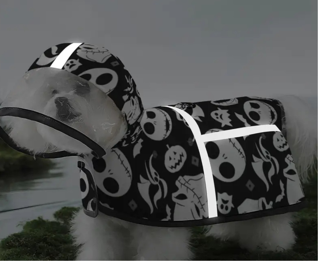 Halloween Gothic Jack Dog Raincoat - Black