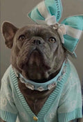 SALE Dog Designer Cardigan with Gold Buttons - Turquoise