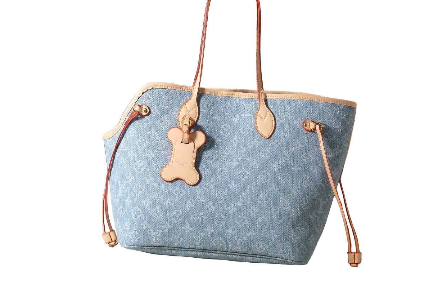 Woof Luxury Bone Pet Carrier Tote Bag - Light Blue Denim