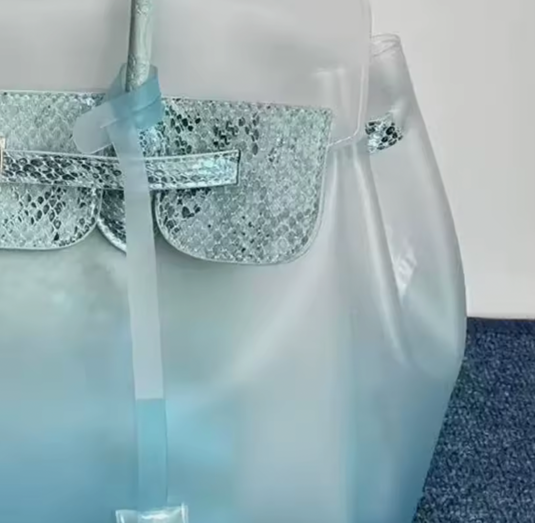 The Jelly Firkin Tote TPU Bag - Snake Skin Blue/Green
