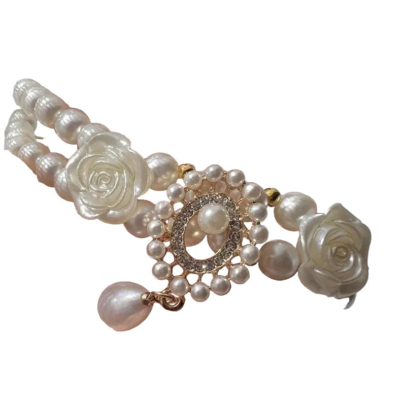 Pearl Rose Dog Necklace
