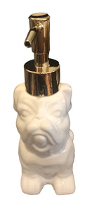 French Bulldog Ceramic Soap Dispenser - Gold/White