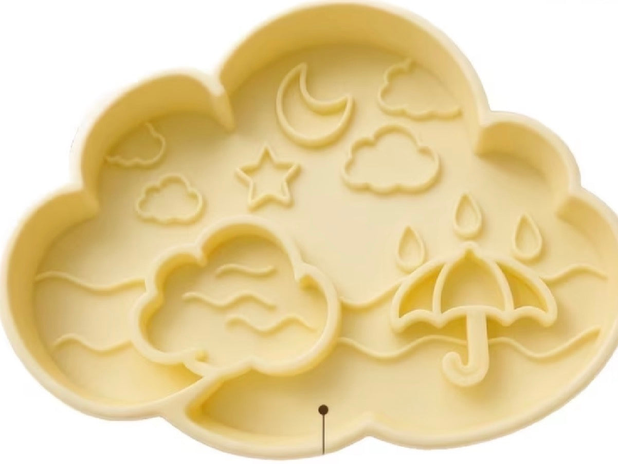 British Summer Cloud Dog Slow Feeder Licking Mat - Yellow