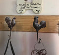 Cast Iron Rooster Hen Hooks Pair - Black