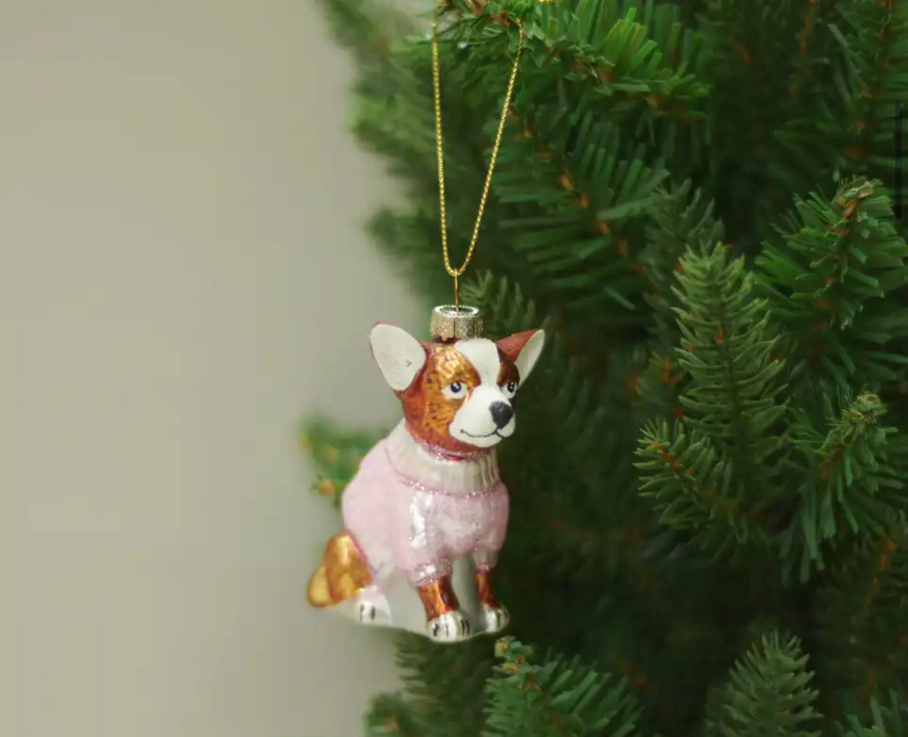 Christmas Dog Tree Ornament - Pink