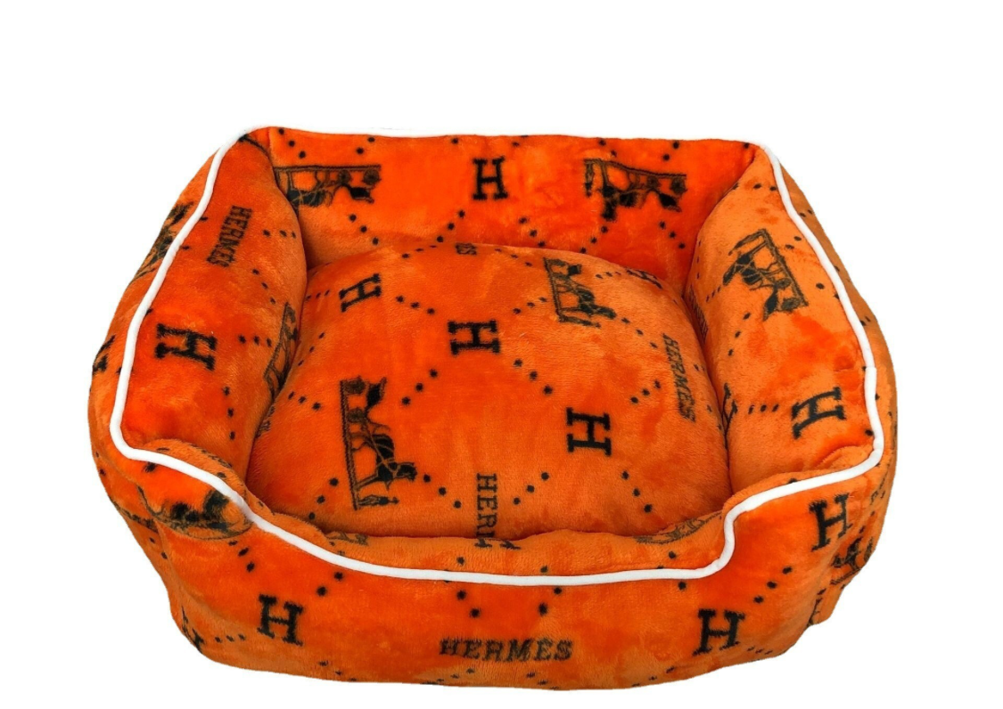 Hairmes Plush Fur Dog Bed - Orange