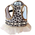 Luxury Designer Ruffle Edge Peplum Step-in Dog Harness - Leopard Print