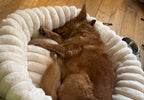 Rabbit Faux Fur Soft Plush Circle Dog Bed - Off White