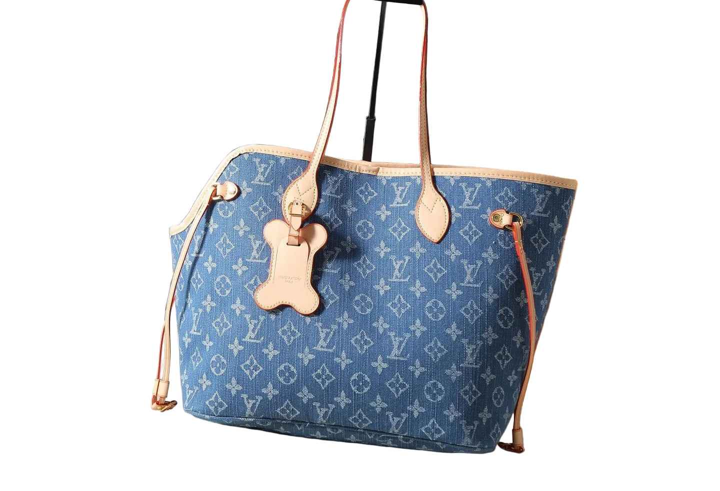 Woof Luxury Bone Pet Carrier Tote Bag - Blue Denim