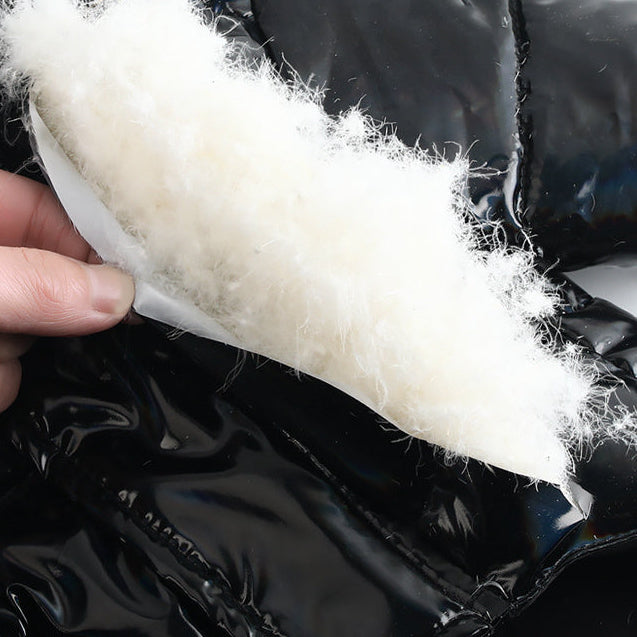 Padded Down Latex Look Dog Jacket Coat - Black