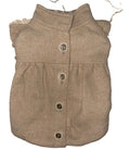 Camellia Dog Ruffle Flared Sleeve Woollen Feel Jacket with Gold Buttons - Creme Beige