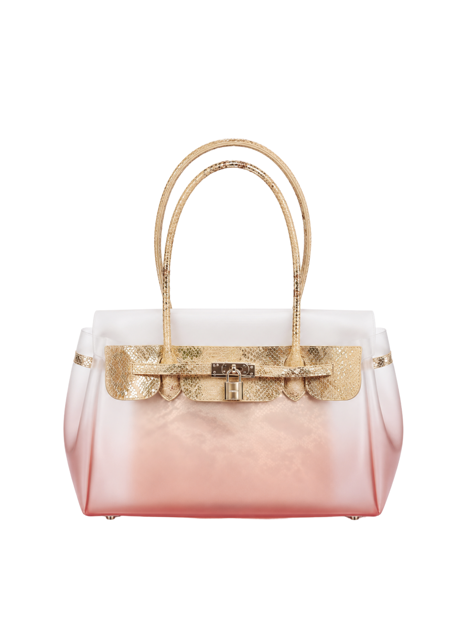 The Jelly Firkin Tote PU Bag - Frosted Snake Skin Golden