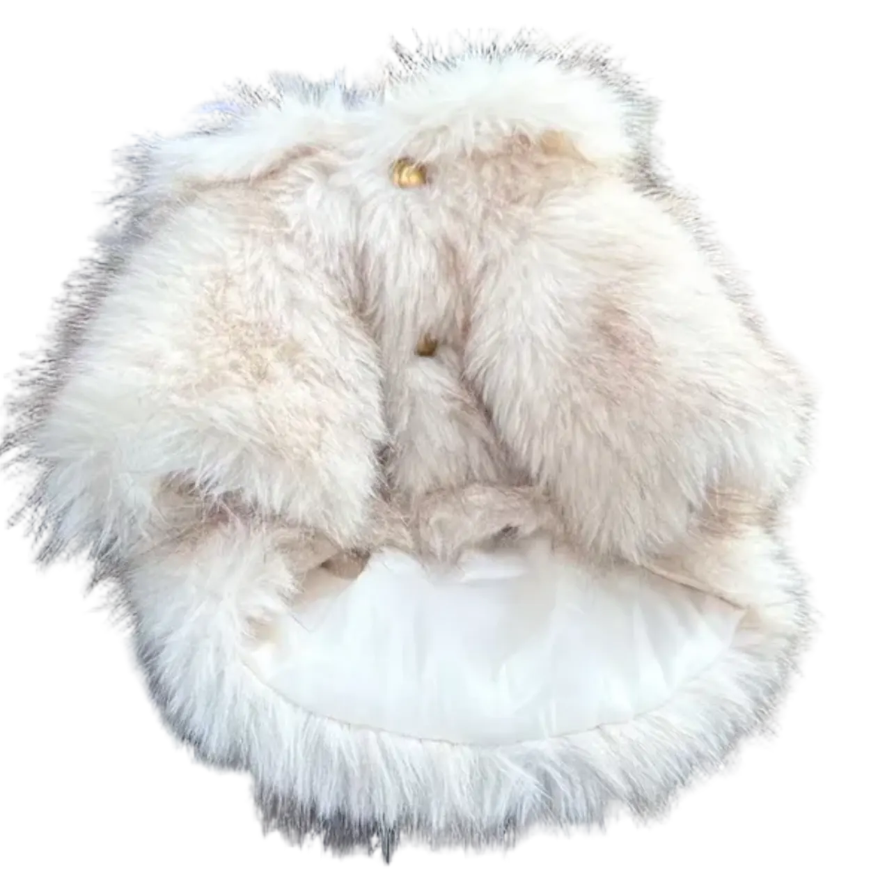 Faux Fur Dog Coat - White Crème