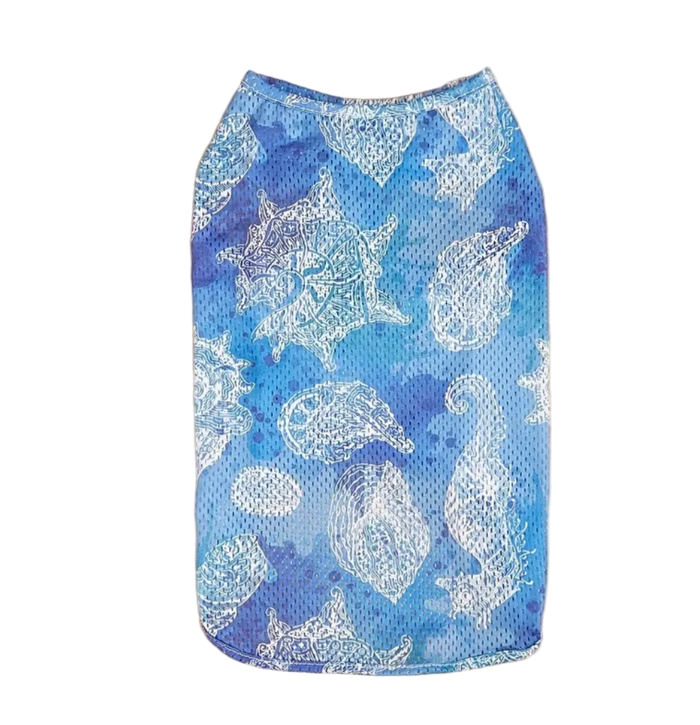 Seashell Seahorse Dog Cooling Vest - Blue