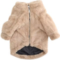 Faux Fur Dog Jacket with Zip Fastening - Crème Brûlée