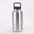 3-in-1 Metal Pet Water Bottle with Detachable Bowl - White/Silver