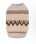Fair Isle Dog Printed Jumper - Light Blue Edge Oatmeal