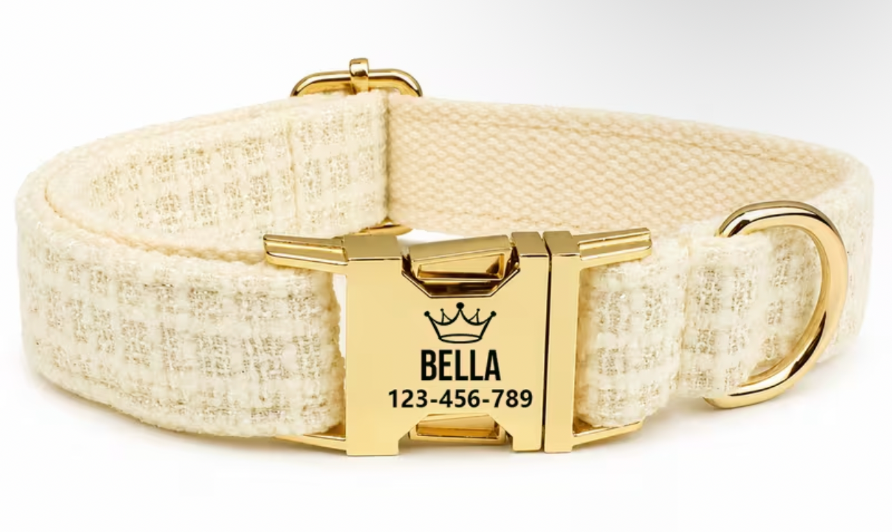 Boucle Textured Dog Collar - Cream
