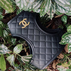 Quilted Dog Harness & Lead Set - Black