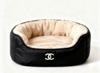 Chewnel Fur Plush Dog Bed - Black