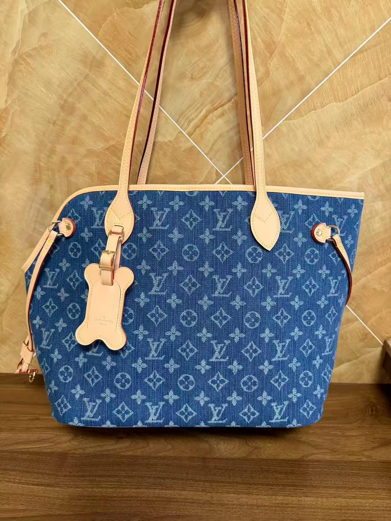 Woof Luxury Bone Pet Dog Carrier Tote Bag - Blue Denim