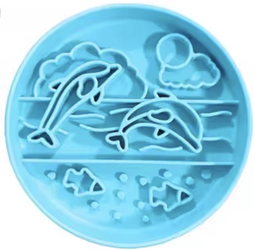 Sea Life Dolphin Dog Interactive Slow Feeding Mat -  Blue