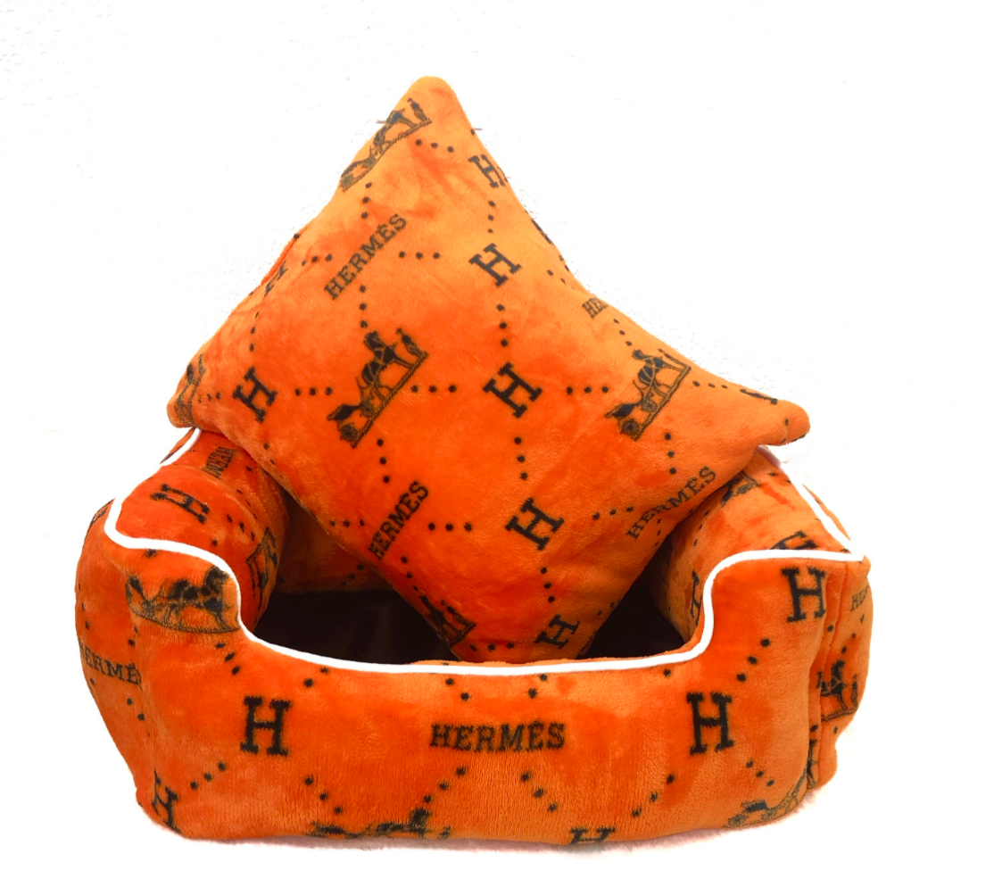 Hairmes Plush Fur Dog Bed - Orange