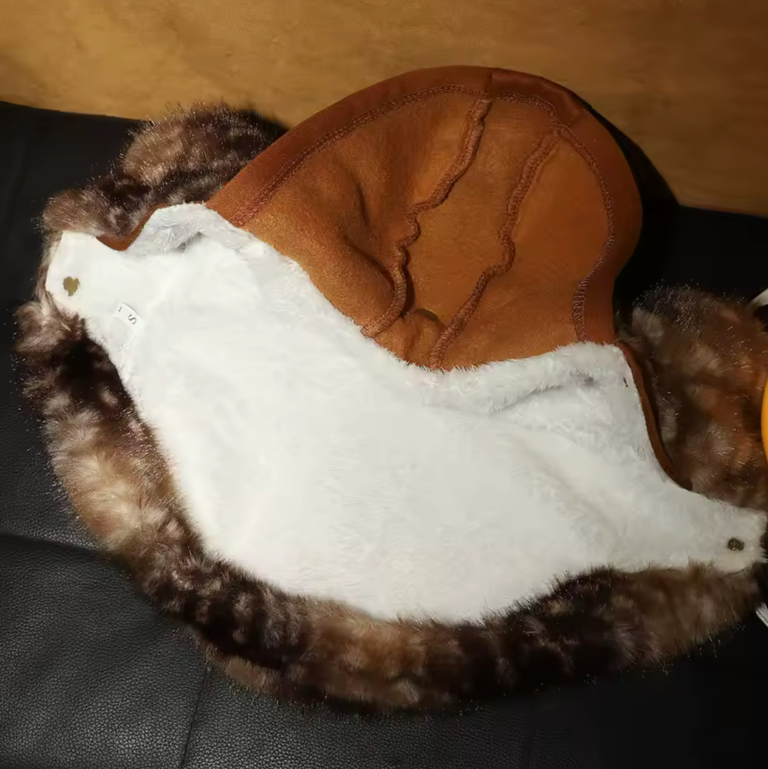 Faux Mink Deer Fawn Animal Print Dog Jacket - Brown