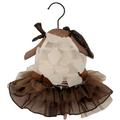 Handmade Firkin Organza Dog Luxury Tutu Dress with Lock Belt Detail - Brown/White