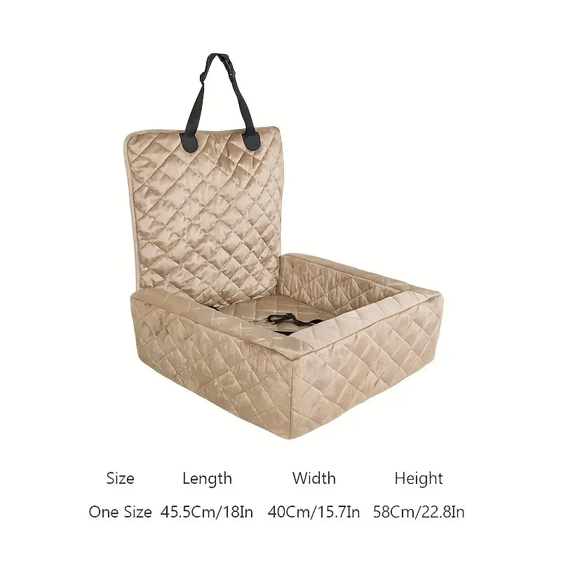 Quilted Padded Dog Car Seat - Beige