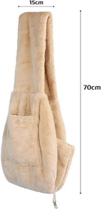 Faux Fur Pet Sling Carrier - Cream